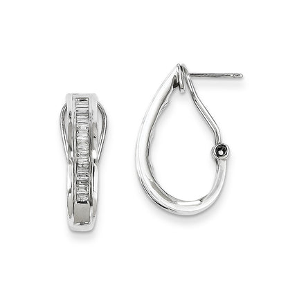 14k White Gold Diamond Omega back Earrings