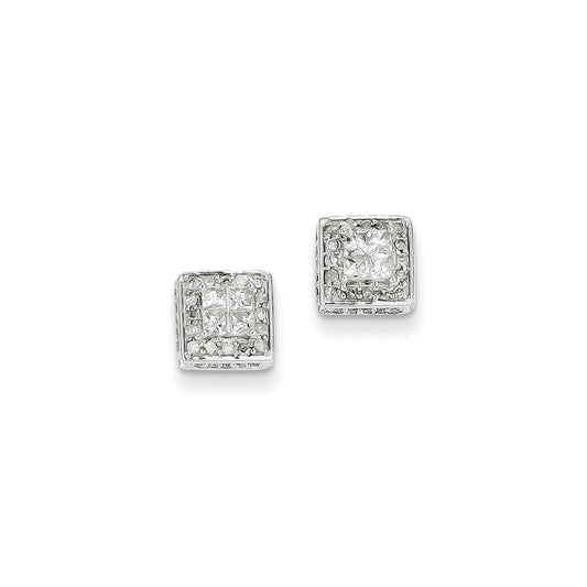 14k White Gold Real Diamond Post Earrings XE2111AA