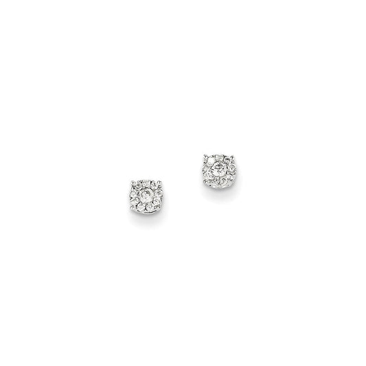 14K White Gold Real Diamond Post Earrings XE2130AA