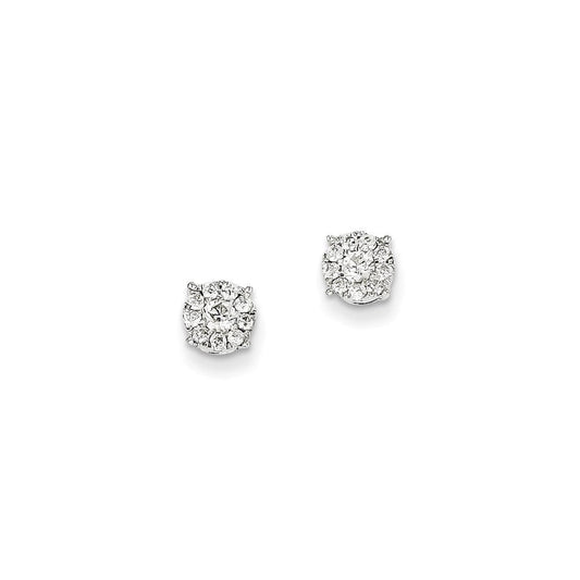 14K White Gold Real Diamond Post Earrings XE2132AA