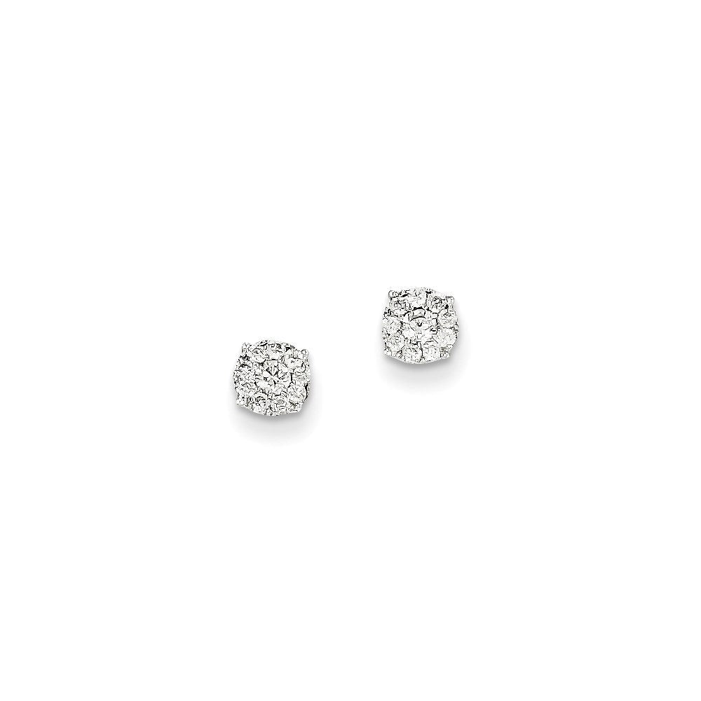 14K White Gold Real Diamond Post Earrings XE2137AA