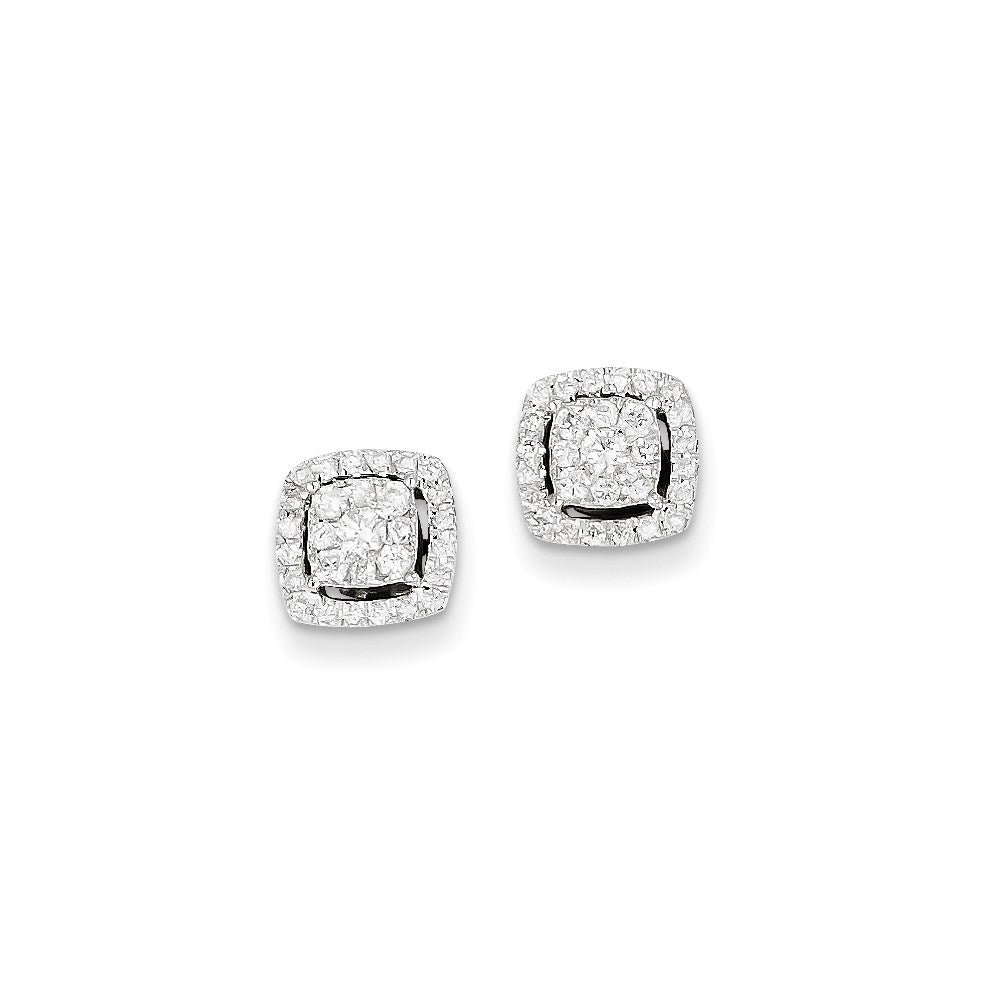 14K White Gold Real Diamond Post Earrings XE2143AA