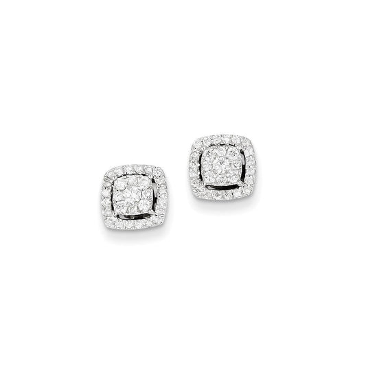 14K White Gold Real Diamond Post Earrings XE2143AA