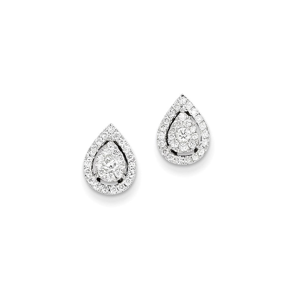 14K White Gold Real Diamond Post Earrings XE2144AA