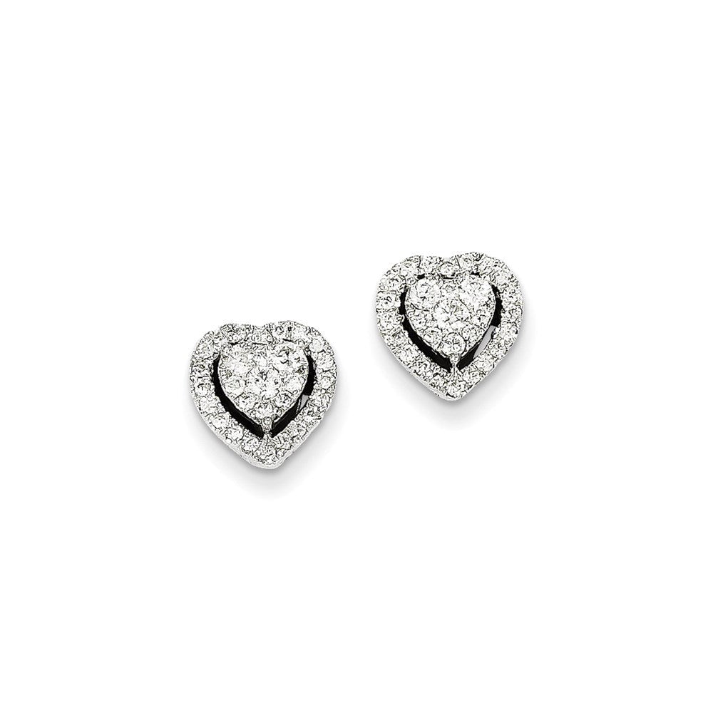 14K White Gold Real Diamond Post Earrings XE2145AA