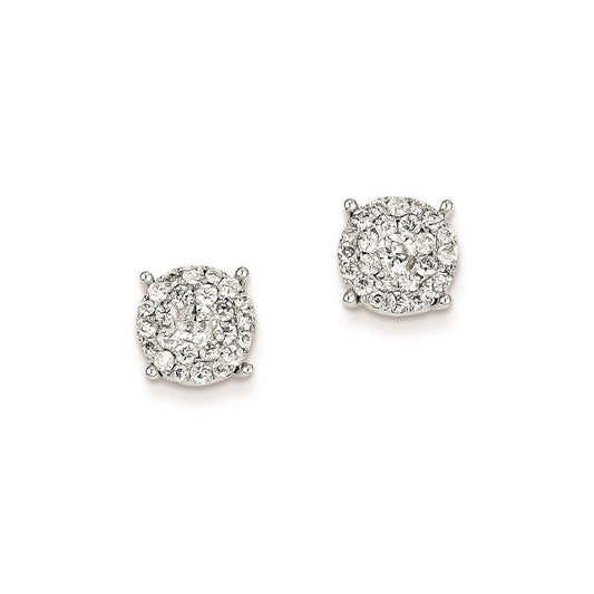 14k White Gold Real Diamond Round Post Earrings XE2169AA