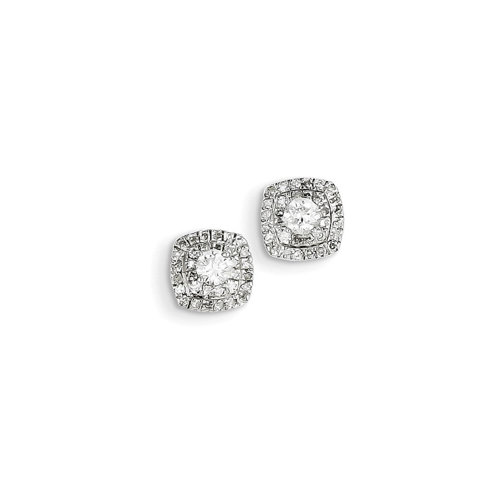 14k White Gold Real Diamond Halo Earrings XE2172AA