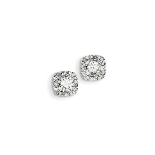 14k White Gold Real Diamond Halo Earrings XE2172AA