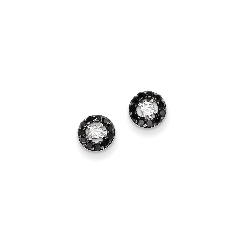14k White Gold w/ Black and White Real Diamond Post Earrings XE2180AA