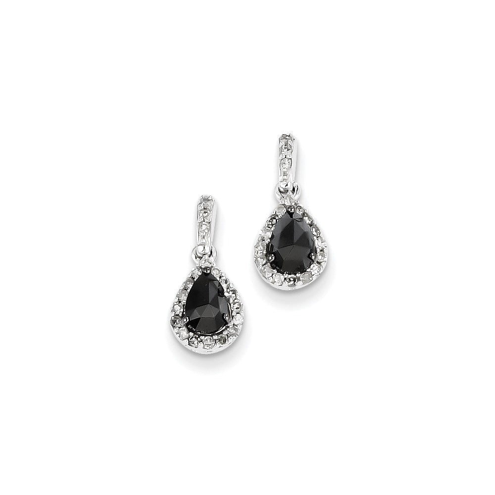 14k White Gold w/ Black and White Real Diamond Post Dangle Earrings XE2186AA