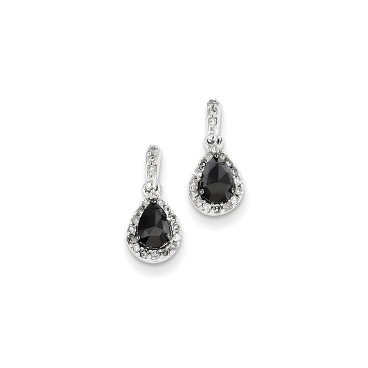 14k White Gold w/ Black and White Real Diamond Post Dangle Earrings XE2186AA