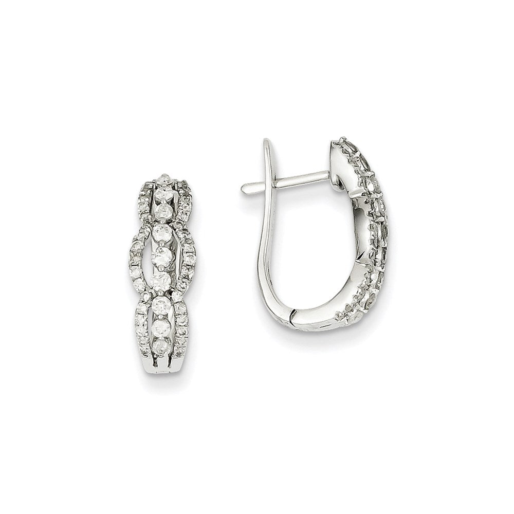 14k White Gold Real Diamond Hinged Hoop Earrings XE2194AA