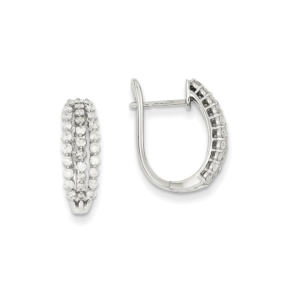 14k White Gold Real Diamond Hinged Hoop Earrings XE2197AA