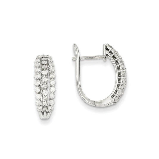 14k White Gold Real Diamond Hinged Hoop Earrings XE2197AA