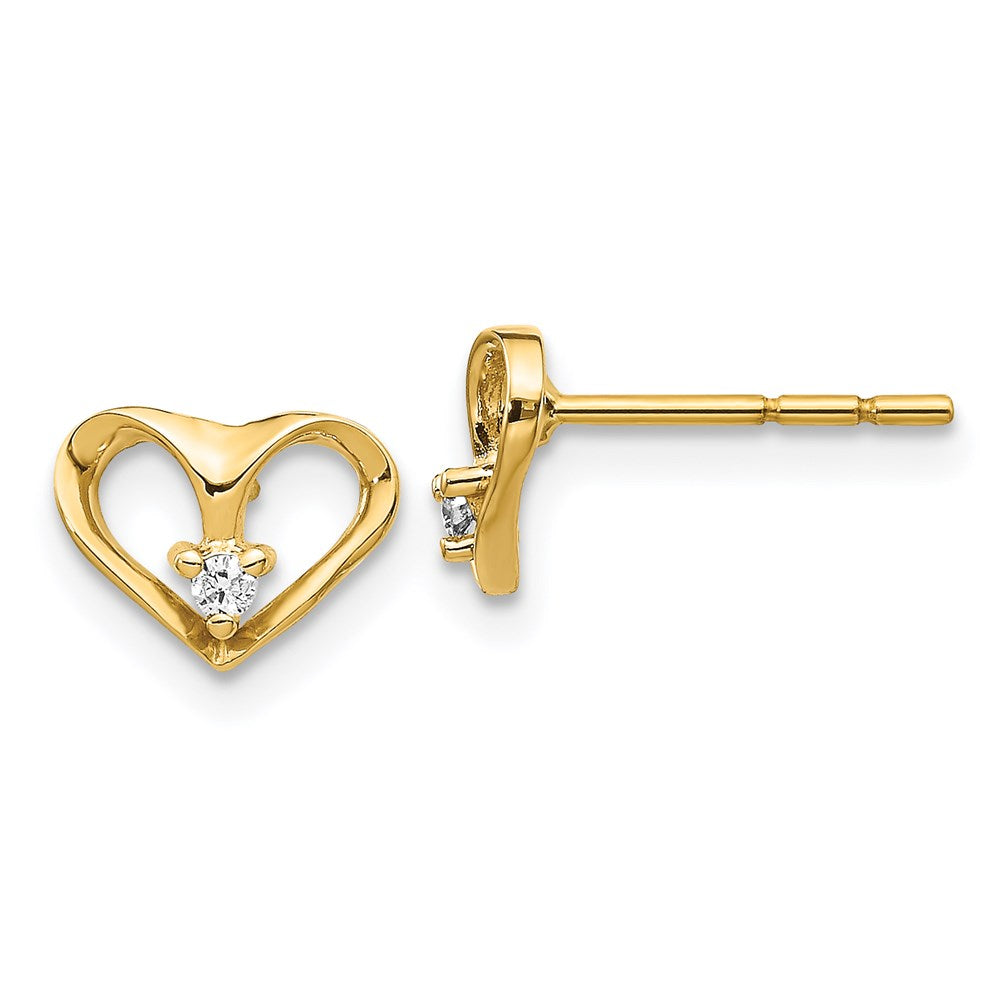 14k Yellow Gold VS Real Diamond heart Earrings XE21VS