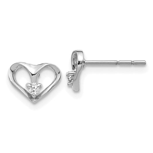 14k White Gold AAA Real Diamond heart Earrings XE21WAAA