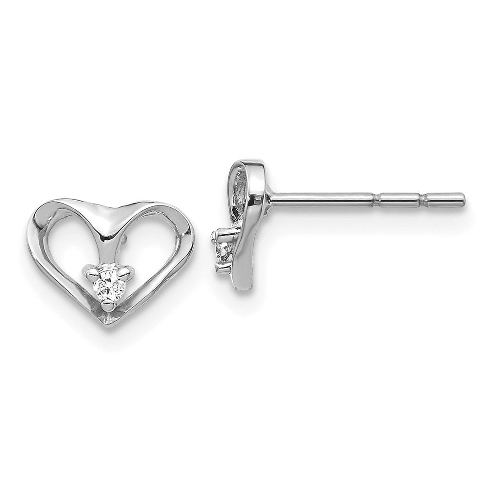 14k White Gold VS Real Diamond heart Earrings XE21WVS