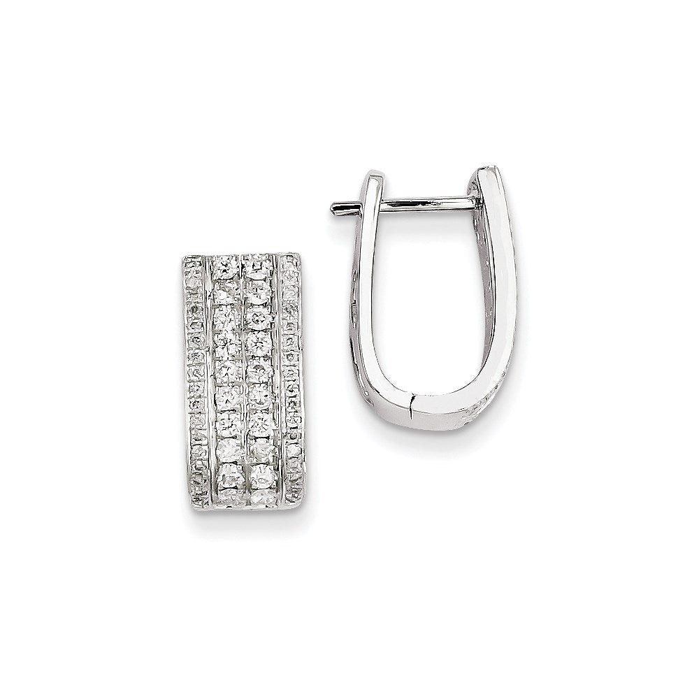 14k White Gold Real Diamond Hinged Hoop Earrings XE2206AA