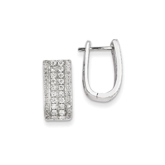 14k White Gold Real Diamond Hinged Hoop Earrings XE2206AA