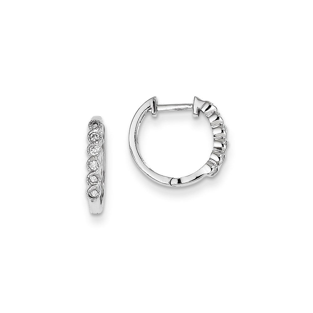14k White Gold Real Diamond Hoop Earrings XE2207AA