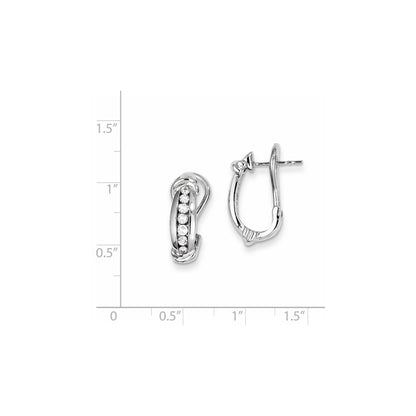 14k White Gold Diamond Omega Back Earrings