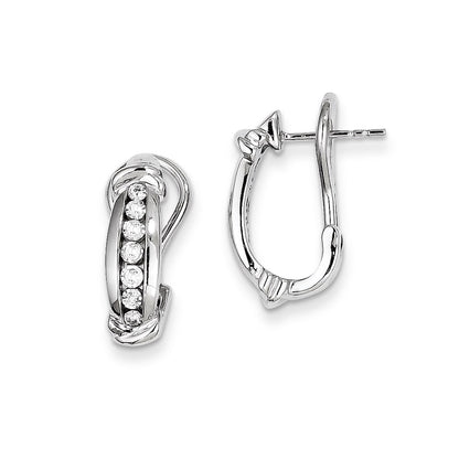14k White Gold Diamond Omega Back Earrings