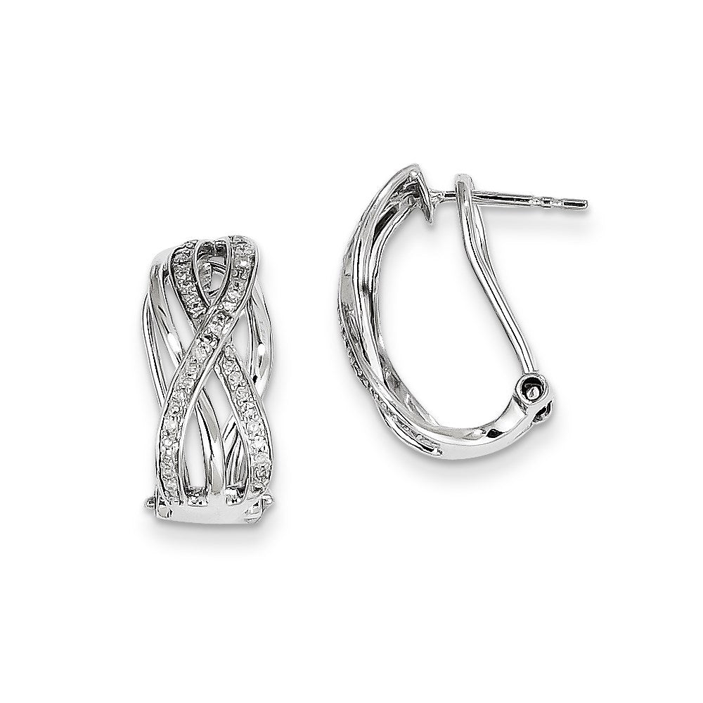 14k White Gold Diamond Omega Back Earrings