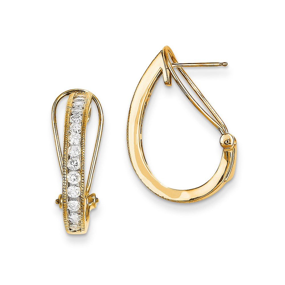 14k Yellow Gold Real Diamond Hoop Earrings XE2218AA