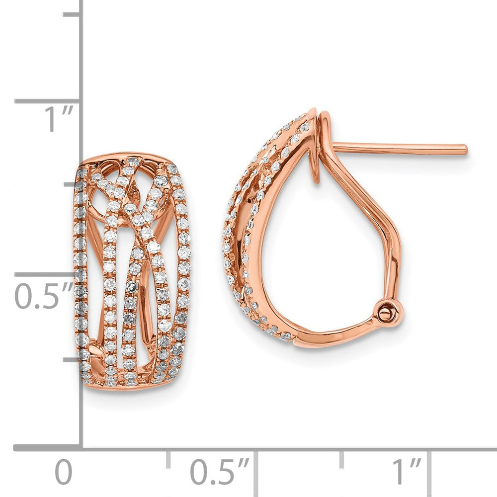 14k Rose Gold Diamond Omega Back Earrings