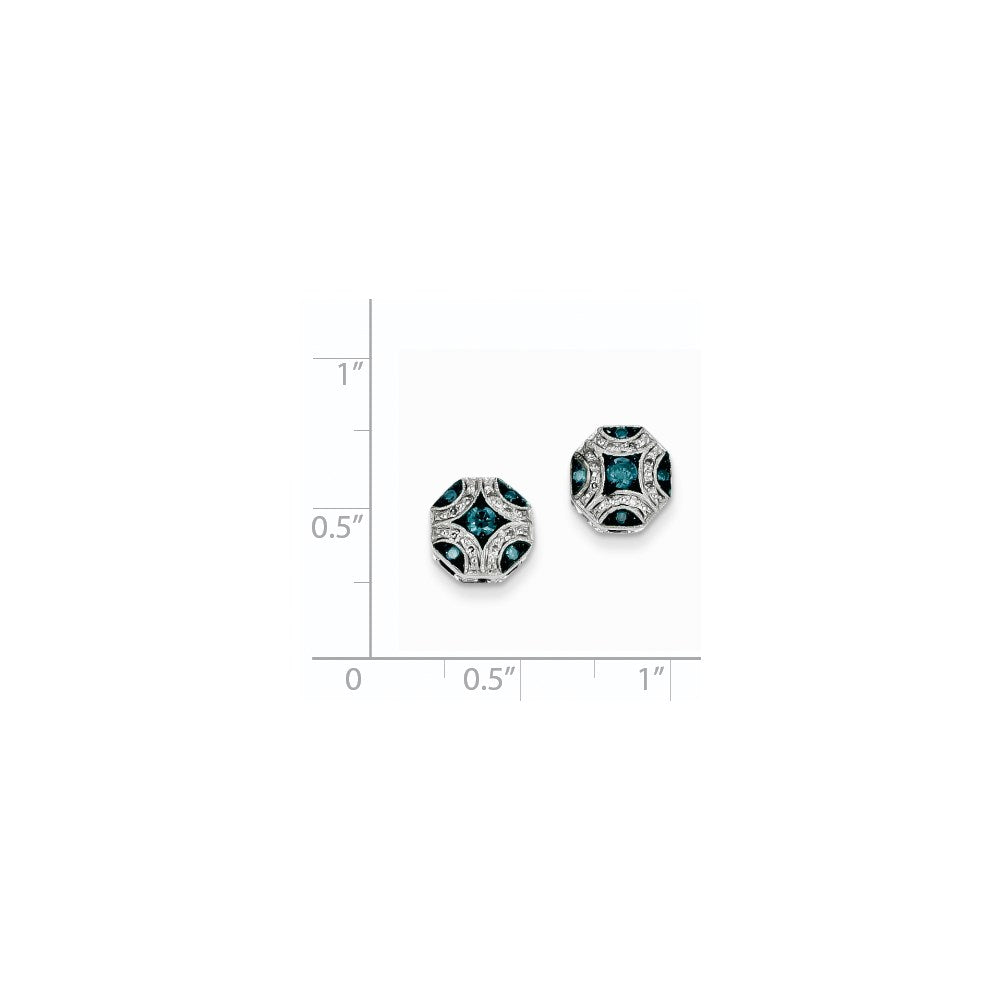 14k White Gold White & Blue Diamond Post Earrings