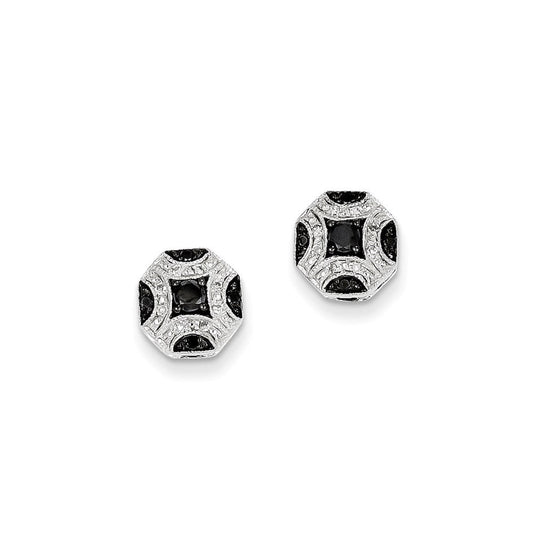 14k White Gold White & Black Real Diamond Post Earrings XE2252AA