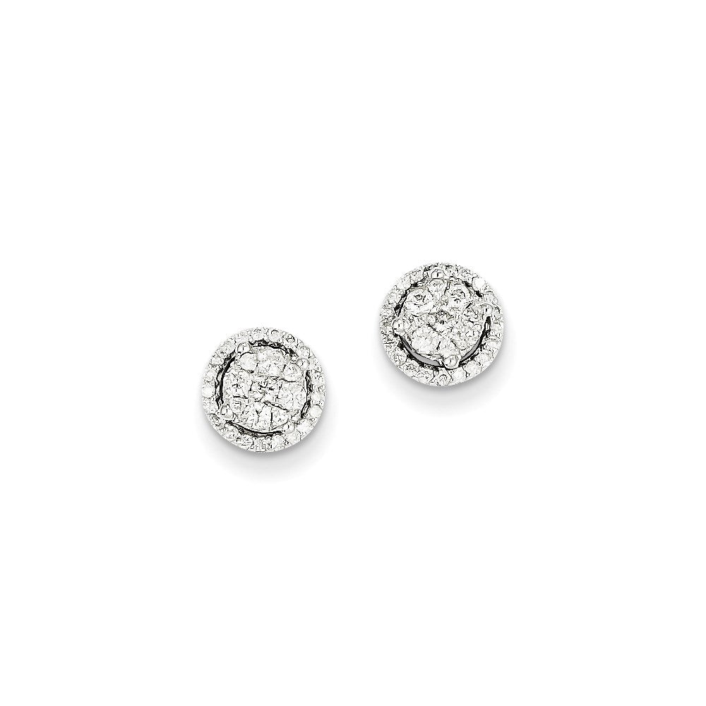 14k White Gold Real Diamond Round Screw Back Post Earrings XE2272AA
