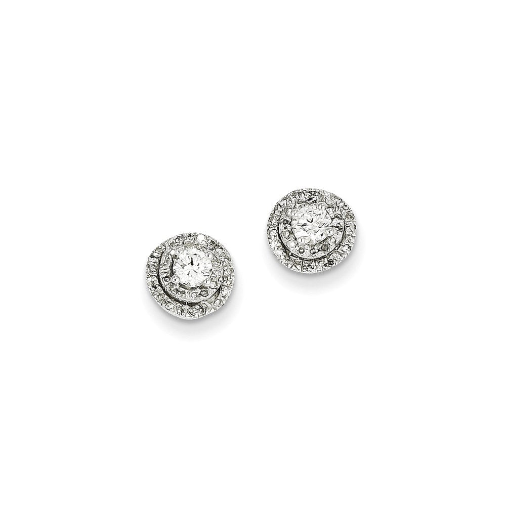 14k White Gold Real Diamond Round Post Earrings XE2273AA