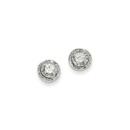 14k White Gold Real Diamond Round Post Earrings XE2273AA