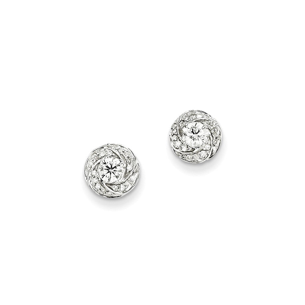 14k White Gold Real Diamond Round Post Earrings XE2277AA