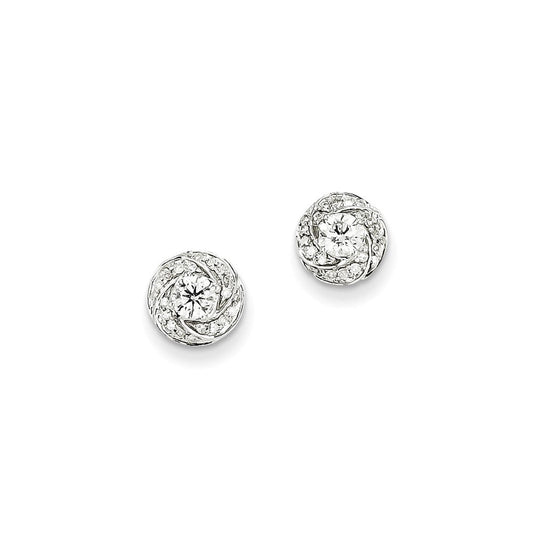 14k White Gold Real Diamond Round Post Earrings XE2277AA