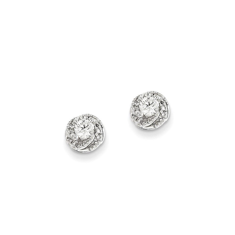 14k White Gold Real Diamond Post Earrings XE2279AA