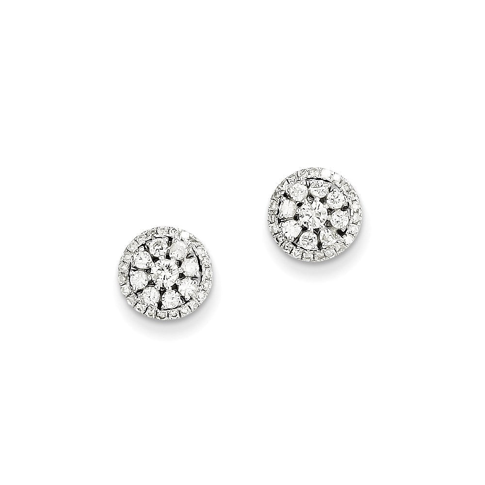 14k White Gold Real Diamond Circle Post Earrings XE2280AA