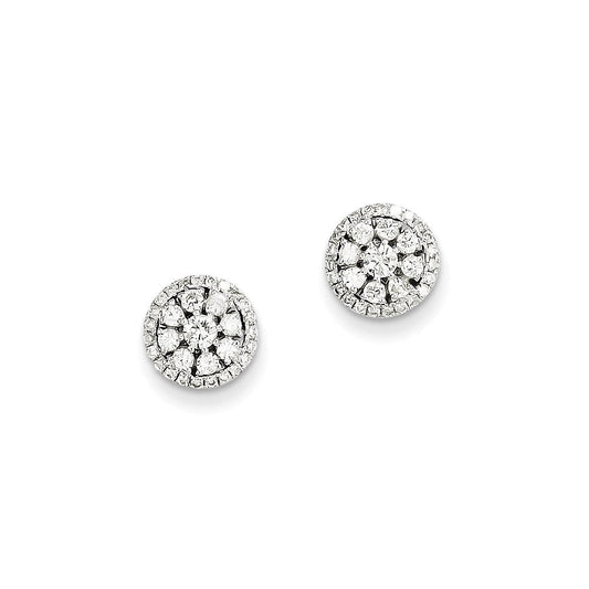 14k White Gold Real Diamond Circle Post Earrings XE2280AA