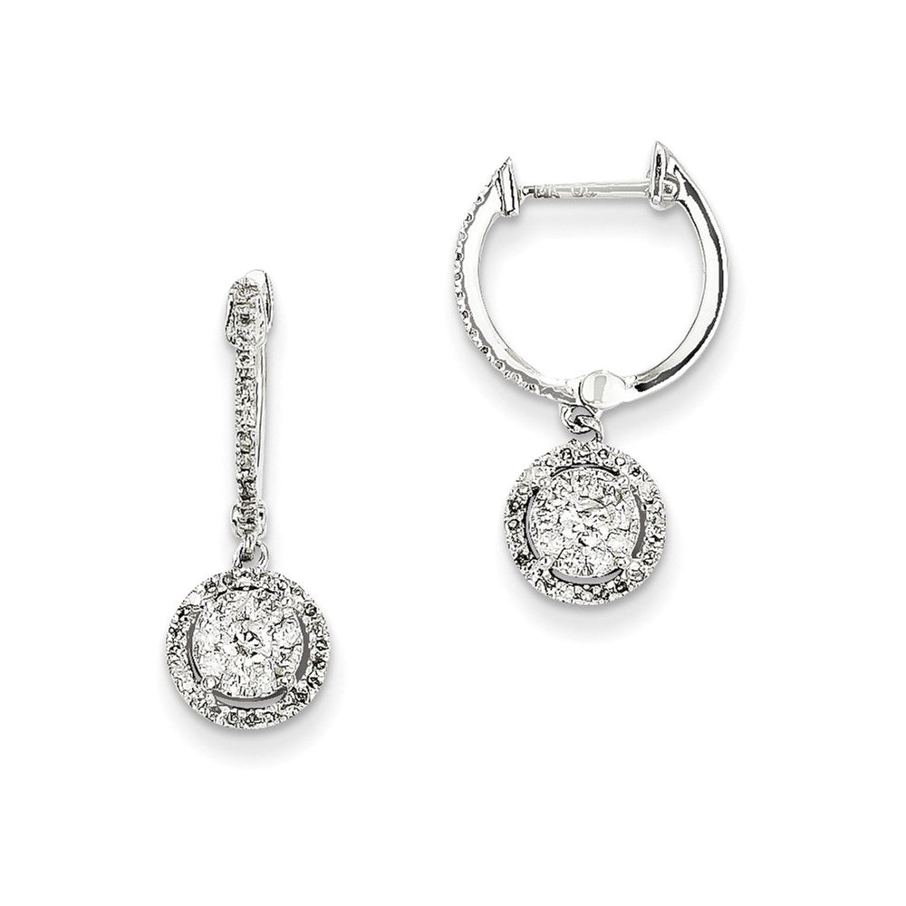 14K White Gold Real Diamond Hinged Hoop Earrings XE2284AA