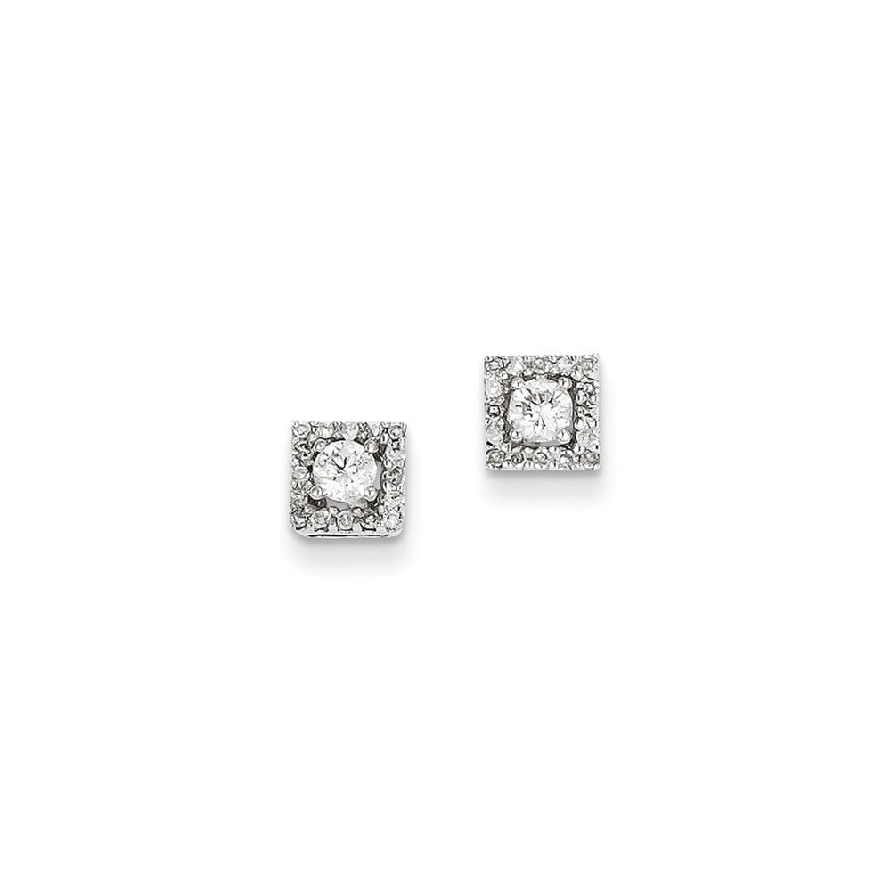 14k White Gold 0.13ct Real Diamond Square Post Earrings XE2293AA