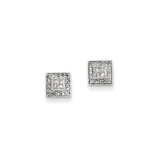 14K White Gold Real Diamond Post Earrings XE2294AA