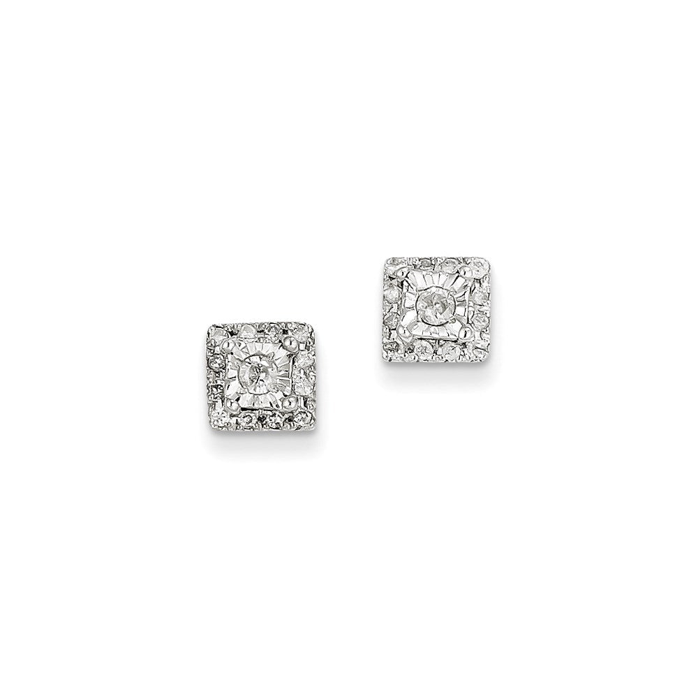 14k White Gold 0.32ct Real Diamond Square Post Earrings XE2296AA