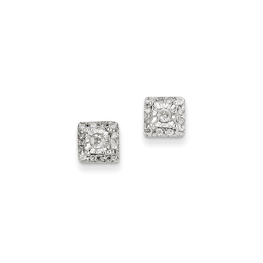 14k White Gold 0.32ct Real Diamond Square Post Earrings XE2296AA