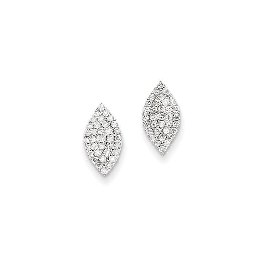 14k White Gold Real Diamond Marquise Shape Post Earrings XE2300AA