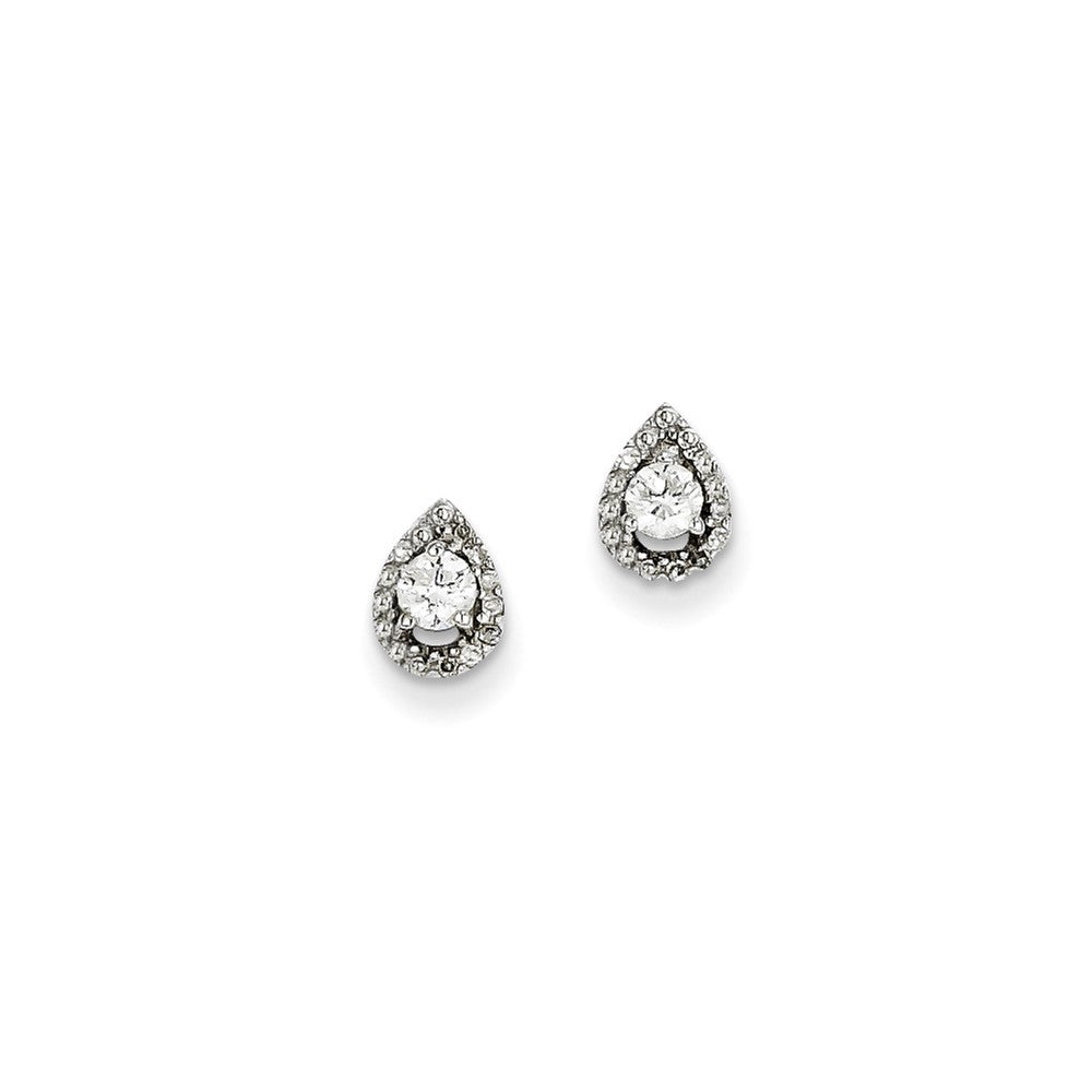 14K White Gold Real Diamond Teardrop Post Earrings XE2309AA