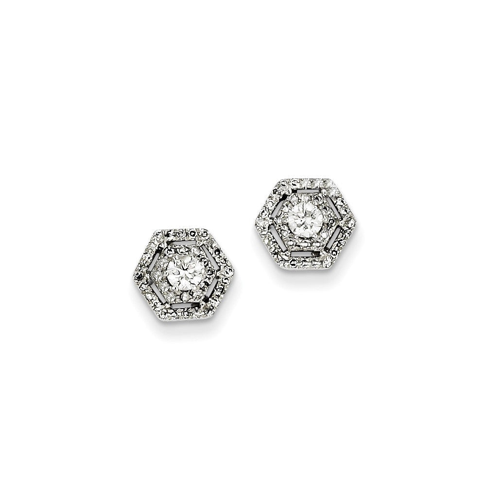 14k White Gold Real Diamond Post Earrings XE2312AA