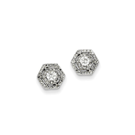 14k White Gold Real Diamond Post Earrings XE2312AA
