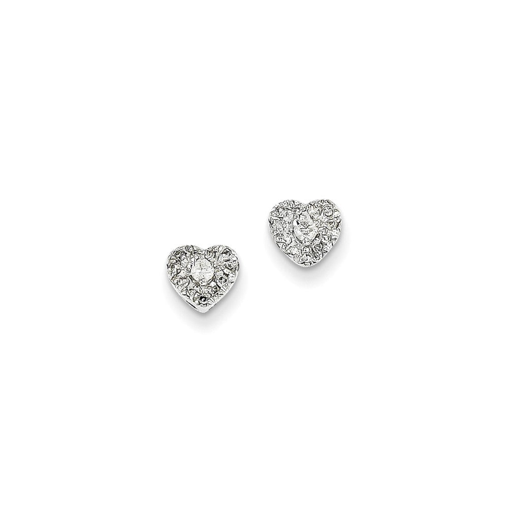 14k White Gold 0.16ct Real Diamond Heart Post Earrings XE2313AA