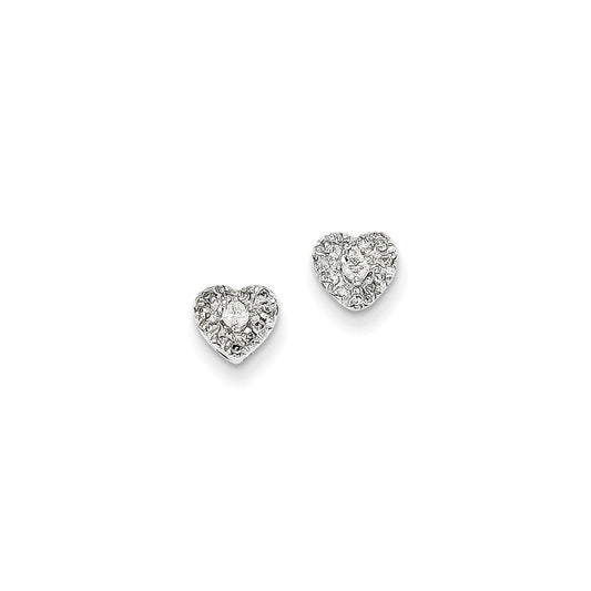 14k White Gold 0.16ct Real Diamond Heart Post Earrings XE2313AA